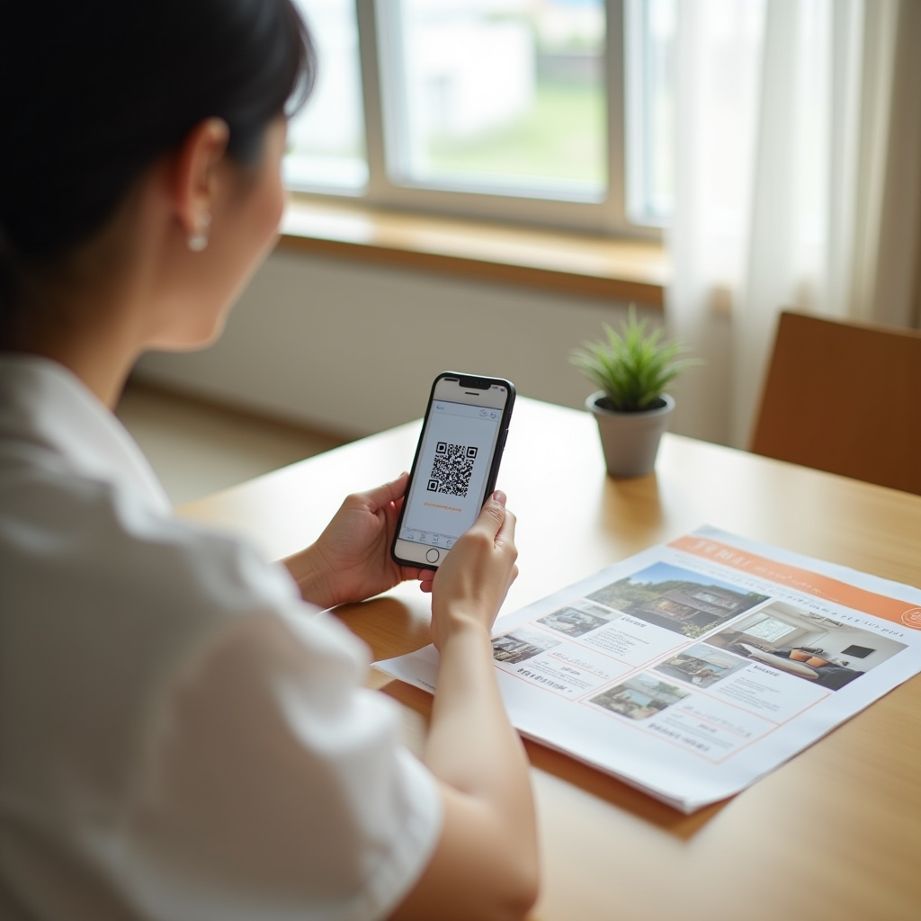 不動産でQRコードを読み取る様子