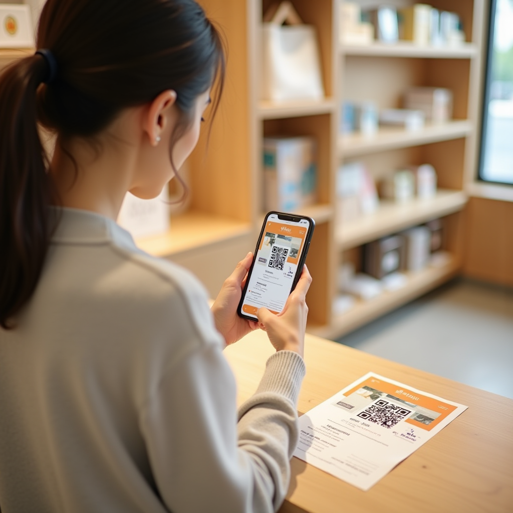 店舗・小売でQRコードを読み取る様子