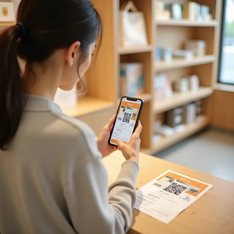 店舗・小売でQRコードを読み取る様子